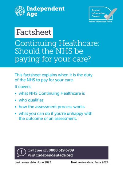 NHS Continuing Healthcare factsheet cover image