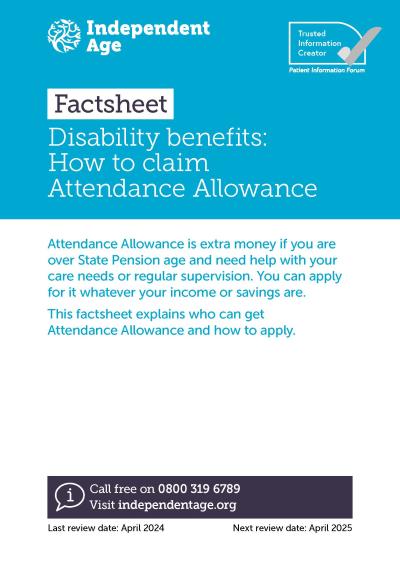 How to claim Attendance Allowance factsheet cover image
