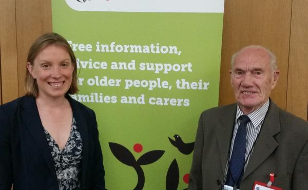 Tracey Crouch MP with an older carer