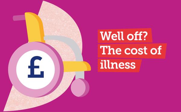 A logo which includes the pound sign and text that says 'Well off? The cost of illness'.