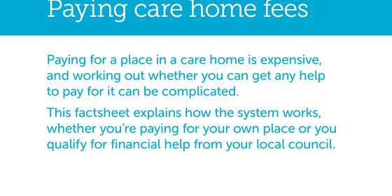 Paying care home fees factsheet cover