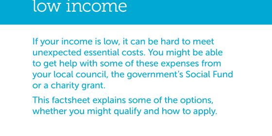 Extra help with essential costs if you're on a low income factsheet cover image