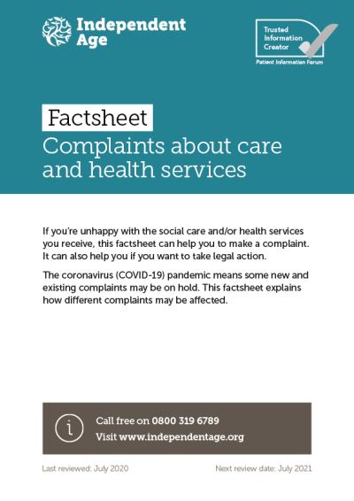 Complaints about care and health services cover