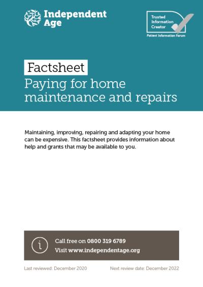 Paying for home maintenance and repairs factsheet cover