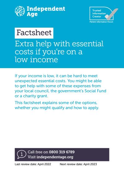 Extra help with essential costs if you're on a low income factsheet cover image