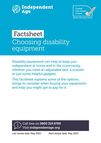 Choosing disability equipment factsheet cover