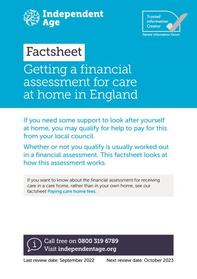 Getting a financial assessment for care at home cover image