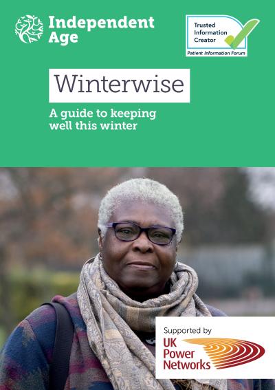 Winterwise cover. It is green and has a photograph of a smiling older woman on it. She is wearing a coat and scarf.
