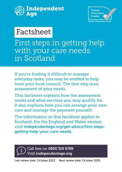 First steps in getting help with your care needs in Scotland cover image