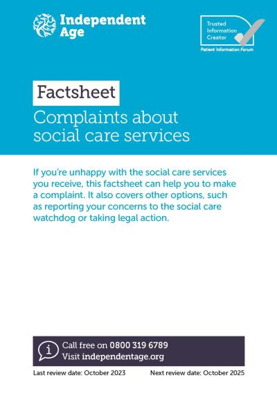 Complaints about social care factsheet cover