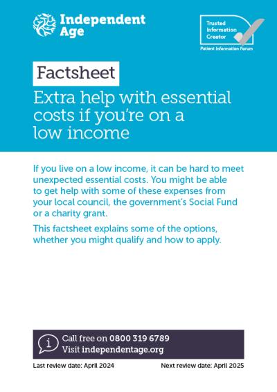 Extra help with essential costs factsheet cover image