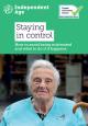 Staying in control cover. It is green and with black text in white text boxes, and has a photo of a smiling lady on it