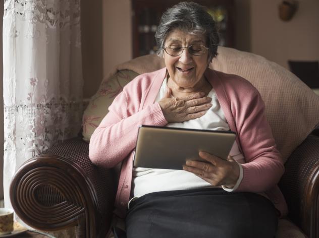 older lady on tablet computer