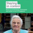 Staying in control cover. It is green and with black text in white text boxes, and has a photo of a smiling lady on it